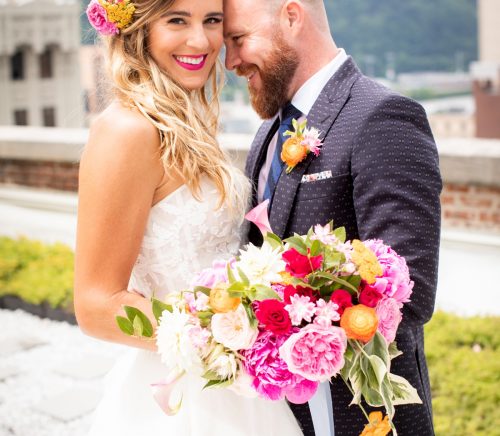 Bright Rooftop Wedding Inspired Styled Shoot. For more wedding inspiration, visit burghbrides.com!