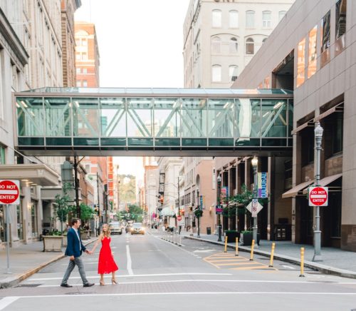 Killer Downtown Pittsburgh Engagement Session. For more engagement photo ideas, visit burghbrides.com!