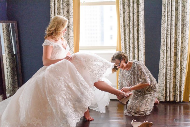 Festive Holiday Omni William Penn Hotel Wedding. For more Christmas wedding ideas, visit burghbrides.com!