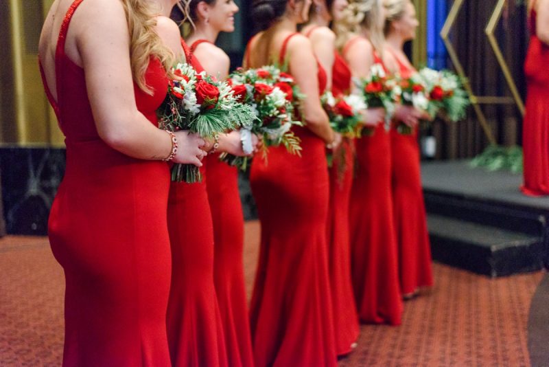 Festive Holiday Omni William Penn Hotel Wedding. For more Christmas wedding ideas, visit burghbrides.com!