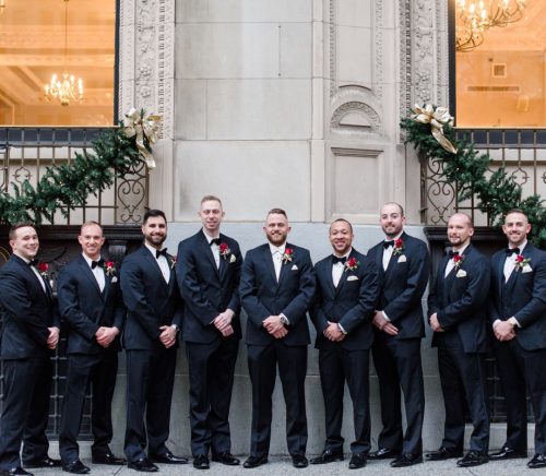 Festive Holiday Omni William Penn Hotel Wedding. For more Christmas wedding ideas, visit burghbrides.com!