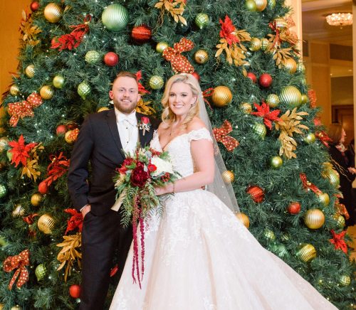 Festive Holiday Omni William Penn Hotel Wedding. For more Christmas wedding ideas, visit burghbrides.com!
