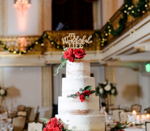 Festive Holiday Omni William Penn Hotel Wedding. For more Christmas wedding ideas, visit burghbrides.com!