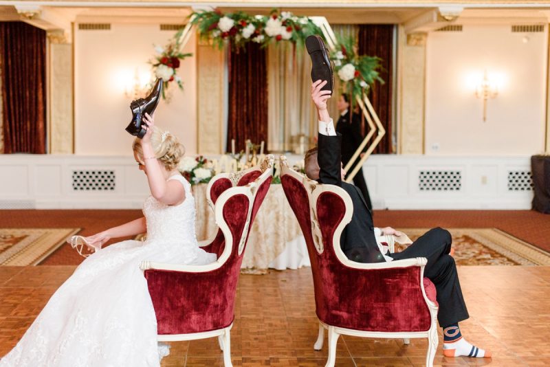 Festive Holiday Omni William Penn Hotel Wedding. For more Christmas wedding ideas, visit burghbrides.com!
