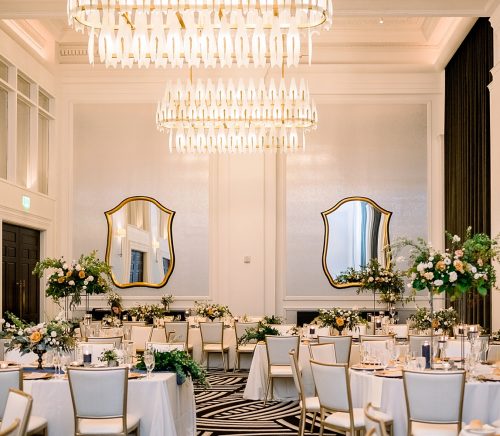 Peach & Pale Blue Hotel Monaco Wedding. For more spring wedding inspiration, visit burghbrides.com!
