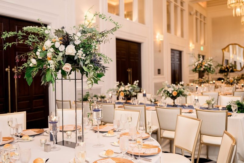 Peach & Pale Blue Hotel Monaco Wedding. For more spring wedding inspiration, visit burghbrides.com!