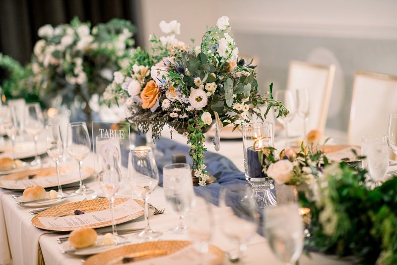 Peach & Pale Blue Hotel Monaco Wedding. For more spring wedding inspiration, visit burghbrides.com!