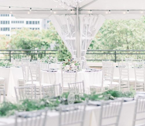 Modern Minimalist Wedding at the Terrace at Hyatt House. For more tented wedding ideas, visit burghbrides.com!