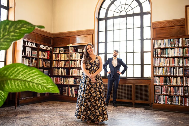 Sweet Library Engagement Session. For more unique engagement photo ideas, visit burghbrides.com!
