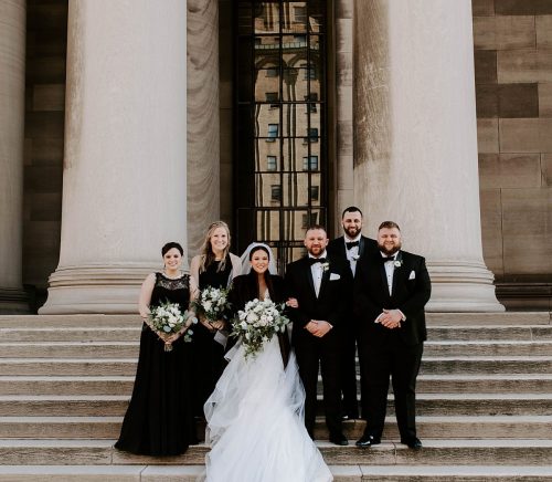 Meaningful Black & Gold Wedding at the Crowne Plaza Pittsburgh South. For more Pittsburgh wedding ideas, visit burghbrides.com!
