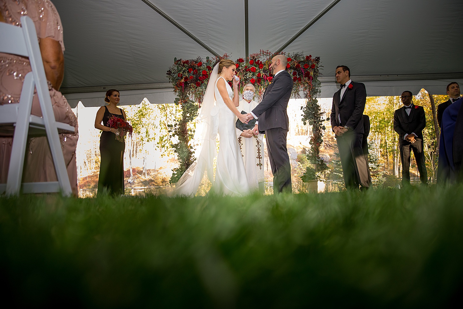 Red, Black, & Gold Pittsburgh Inspired Wedding at Omni Bedford Springs. For more fall wedding ideas, visit burghbrides.com!