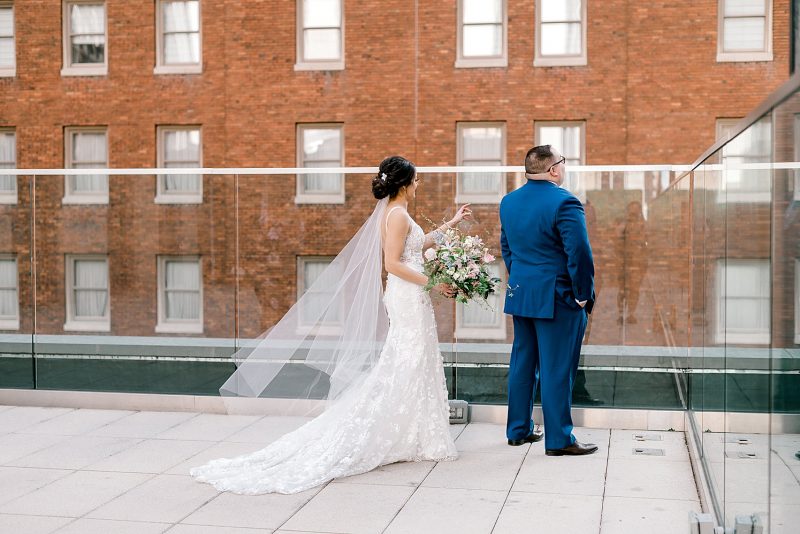 Floral Filled Energy Innovation Center Microwedding. For more small wedding ideas, visit burghbrides.com!