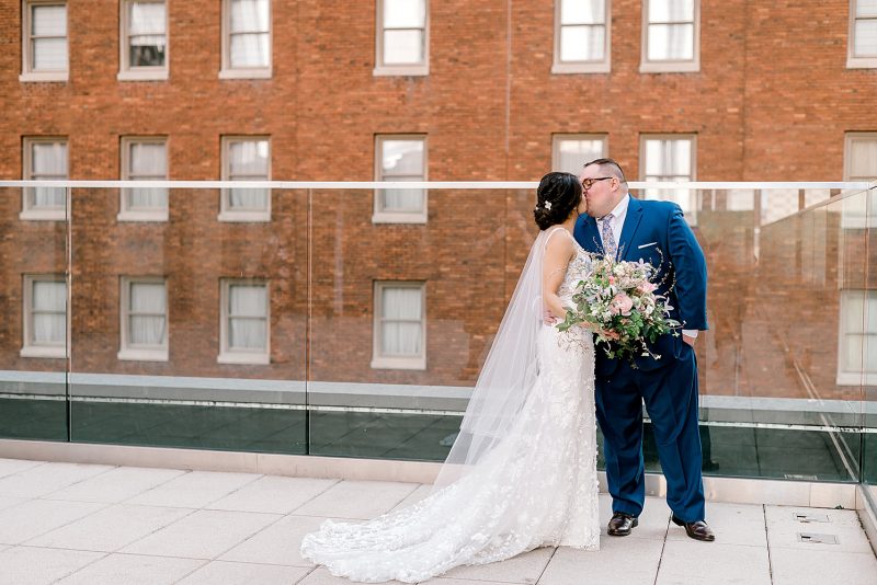 Floral Filled Energy Innovation Center Microwedding. For more small wedding ideas, visit burghbrides.com!