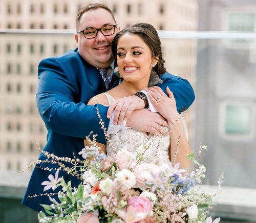 Floral Filled Energy Innovation Center Microwedding. For more small wedding ideas, visit burghbrides.com!