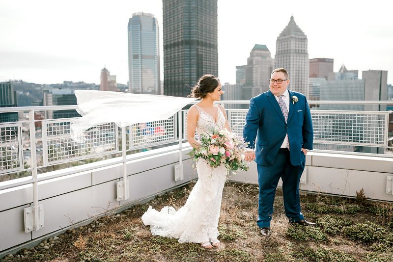 Floral Filled Energy Innovation Center Microwedding. For more small wedding ideas, visit burghbrides.com!