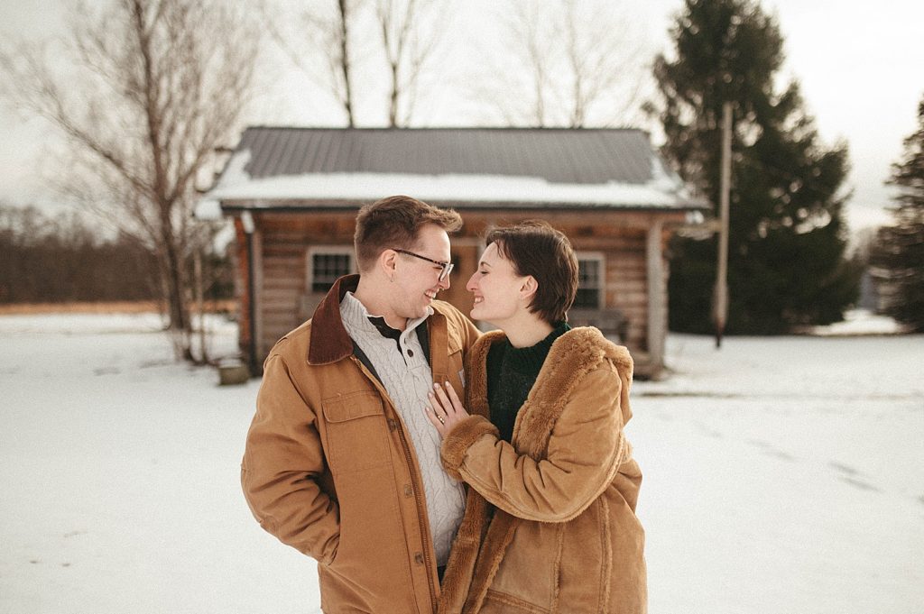 Cozy Cabin Engagement Session | Burgh Brides | Whitling Photography