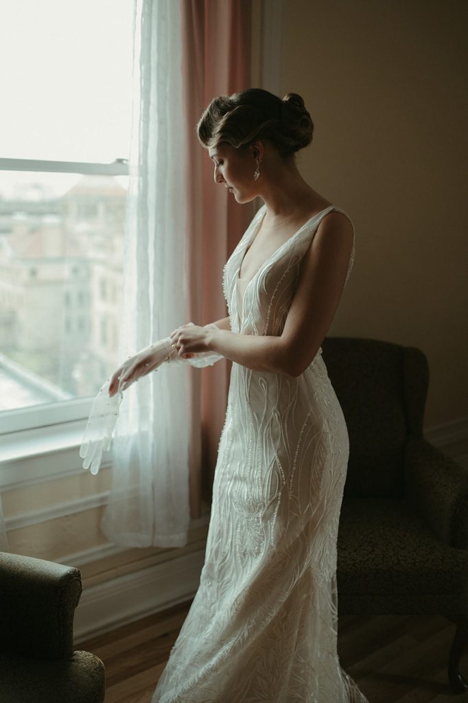 art deco wedding dress Vintage 1930s Ivory Satin Gown Train Bias Cut Flower Jacquard stopping sparkle to the gown T232067 Luxurious Rustic Fit &