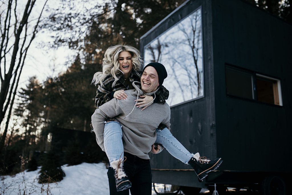 Wintery Engagement Shoot At Getaway House With Couple’s New Puppy | Burgh Brides | Iris Marie Photography