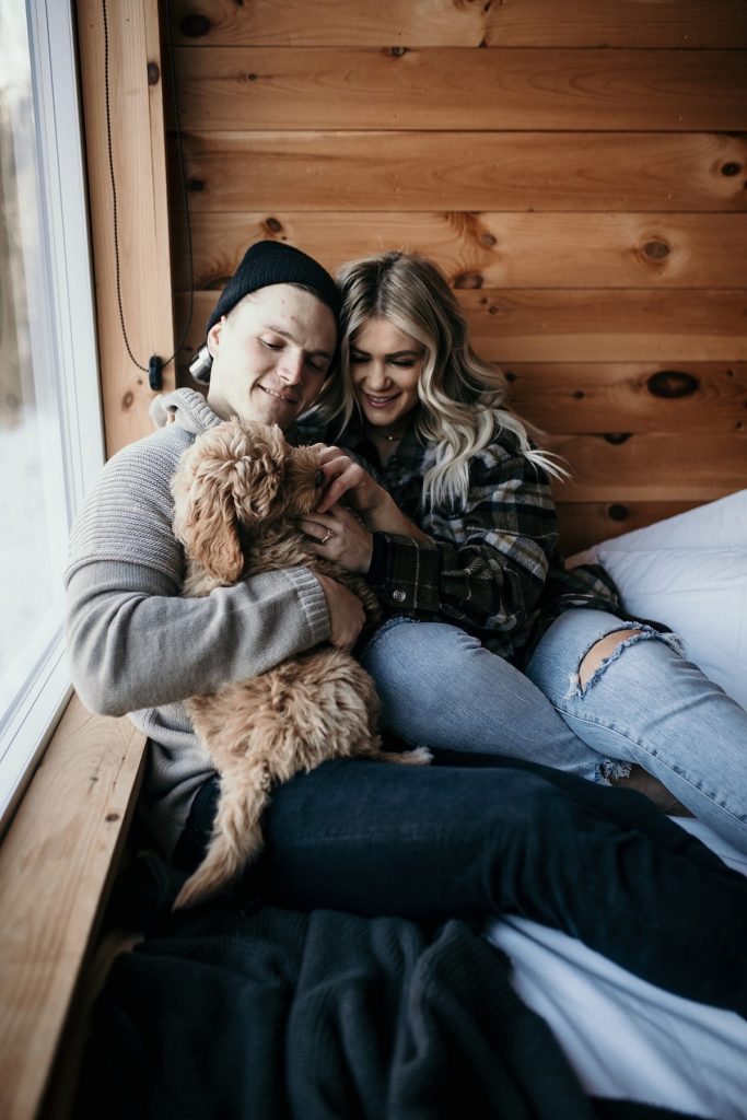 Wintery Engagement Shoot At Getaway House With Couple’s New Puppy | Burgh Brides | Iris Marie Photography