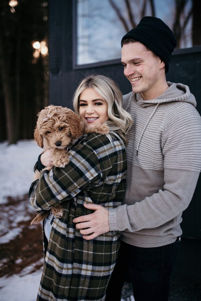 Wintery Engagement Shoot At Getaway House With Couple’s New Puppy | Burgh Brides | Iris Marie Photography