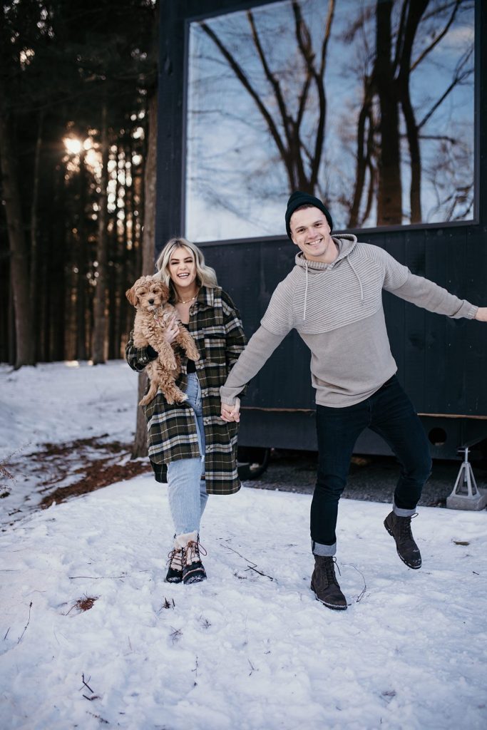 Wintery Engagement Shoot At Getaway House With Couple’s New Puppy | Burgh Brides | Iris Marie Photography