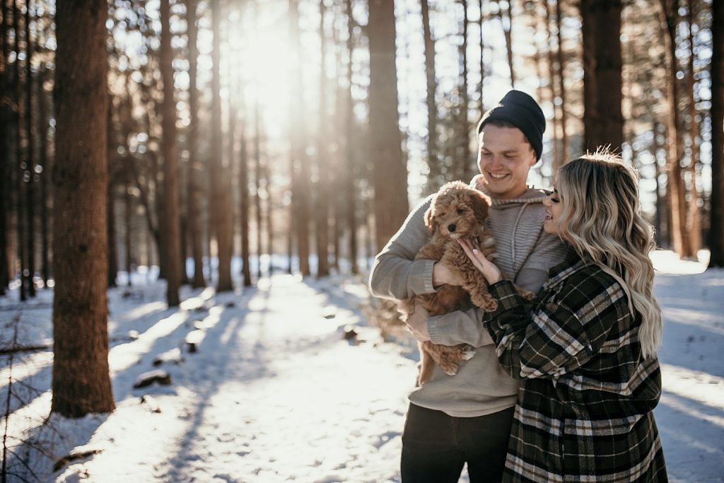 Wintery Engagement Shoot At Getaway House With Couple’s New Puppy | Burgh Brides | Iris Marie Photography