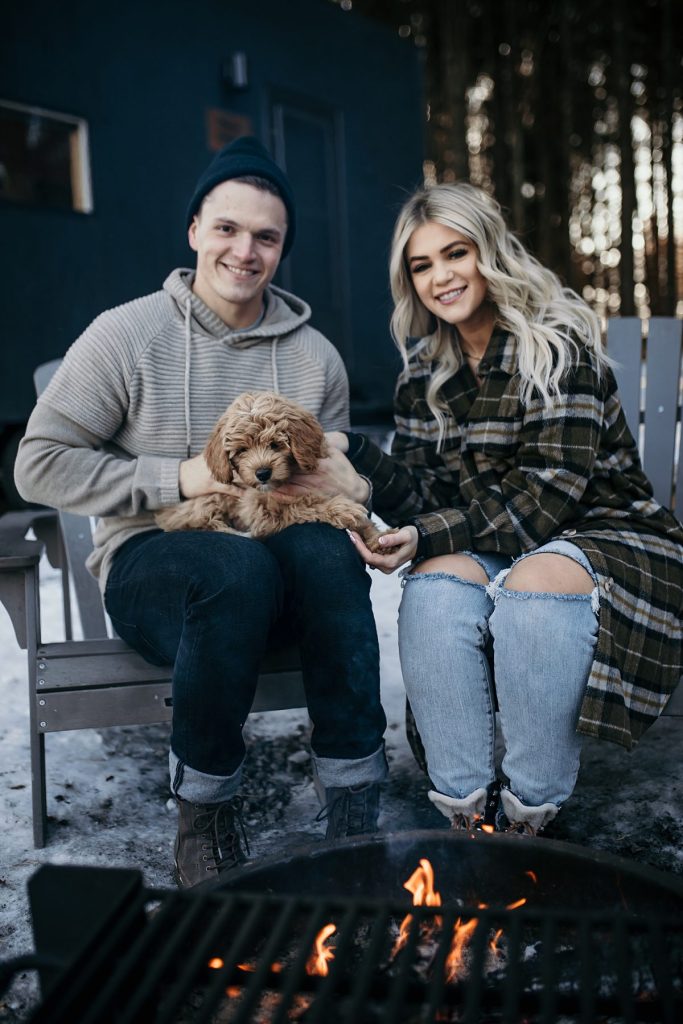 Wintery Engagement Shoot At Getaway House With Couple’s New Puppy | Burgh Brides | Iris Marie Photography