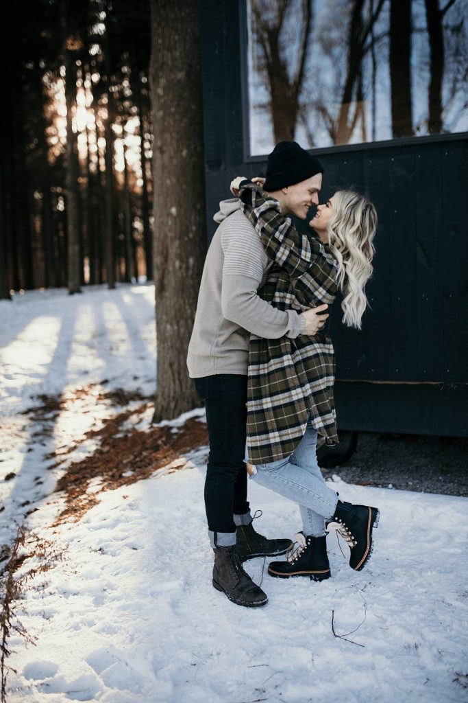 Wintery Engagement Shoot At Getaway House With Couple’s New Puppy | Burgh Brides | Iris Marie Photography