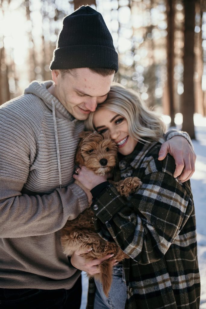 Wintery Engagement Shoot At Getaway House With Couple’s New Puppy | Burgh Brides | Iris Marie Photography
