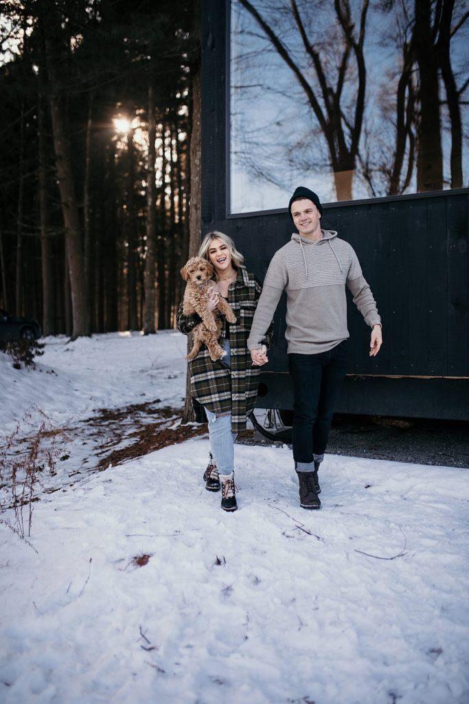 Wintery Engagement Shoot At Getaway House With Couple’s New Puppy | Burgh Brides | Iris Marie Photography