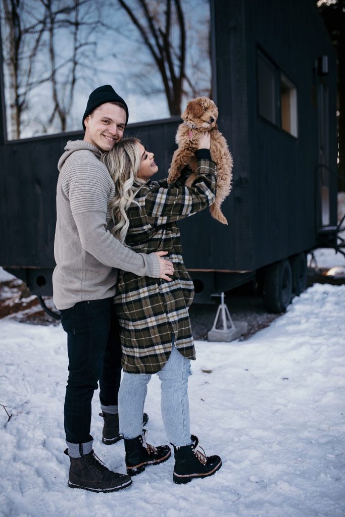 Wintery Engagement Shoot At Getaway House With Couple’s New Puppy | Burgh Brides | Iris Marie Photography