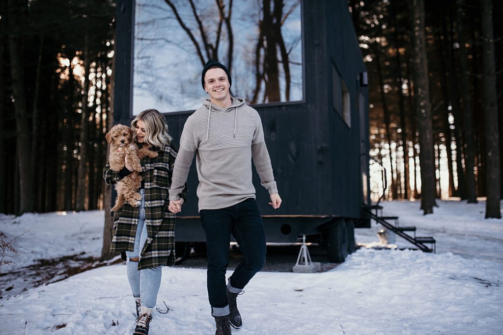 Wintery Engagement Shoot At Getaway House With Couple’s New Puppy | Burgh Brides | Iris Marie Photography