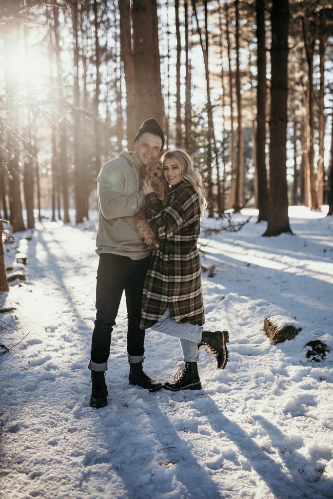 Wintery Engagement Shoot At Getaway House With Couple’s New Puppy | Burgh Brides | Iris Marie Photography