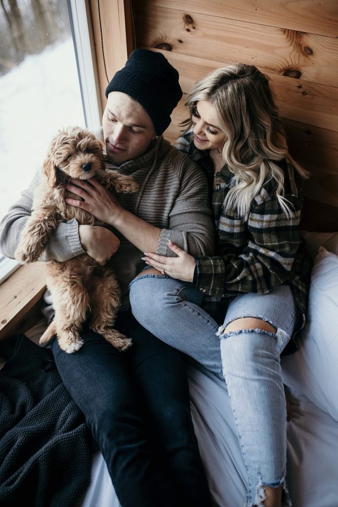 Wintery Engagement Shoot At Getaway House With Couple’s New Puppy | Burgh Brides | Iris Marie Photography