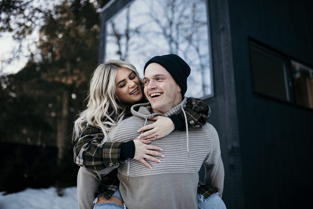Wintery Engagement Shoot At Getaway House With Couple’s New Puppy | Burgh Brides | Iris Marie Photography