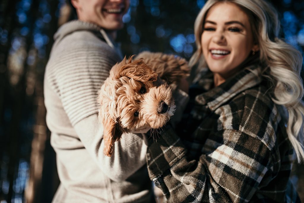 Wintery Engagement Shoot At Getaway House With Couple’s New Puppy | Burgh Brides | Iris Marie Photography