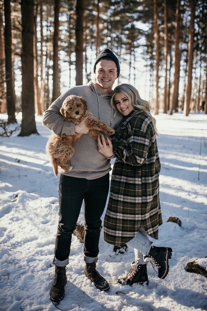 Wintery Engagement Shoot At Getaway House With Couple’s New Puppy | Burgh Brides | Iris Marie Photography