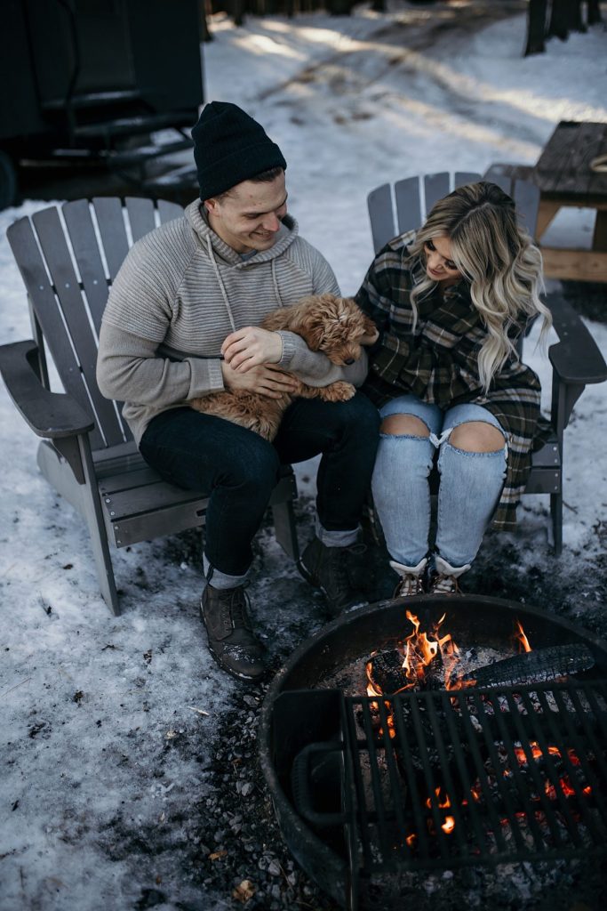 Wintery Engagement Shoot At Getaway House With Couple’s New Puppy | Burgh Brides | Iris Marie Photography