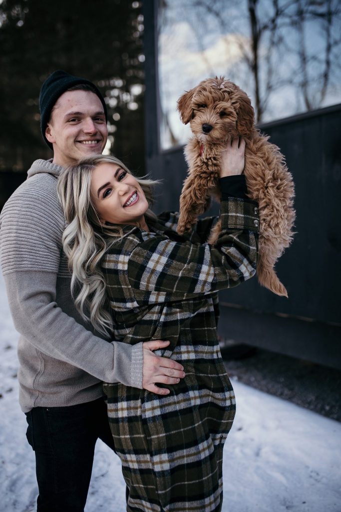 Wintery Engagement Shoot At Getaway House With Couple’s New Puppy | Burgh Brides | Iris Marie Photography