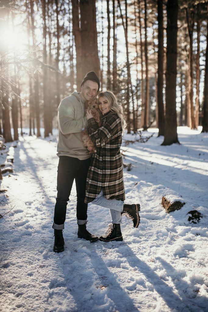 Wintery Engagement Shoot At Getaway House With Couple’s New Puppy | Burgh Brides | Iris Marie Photography