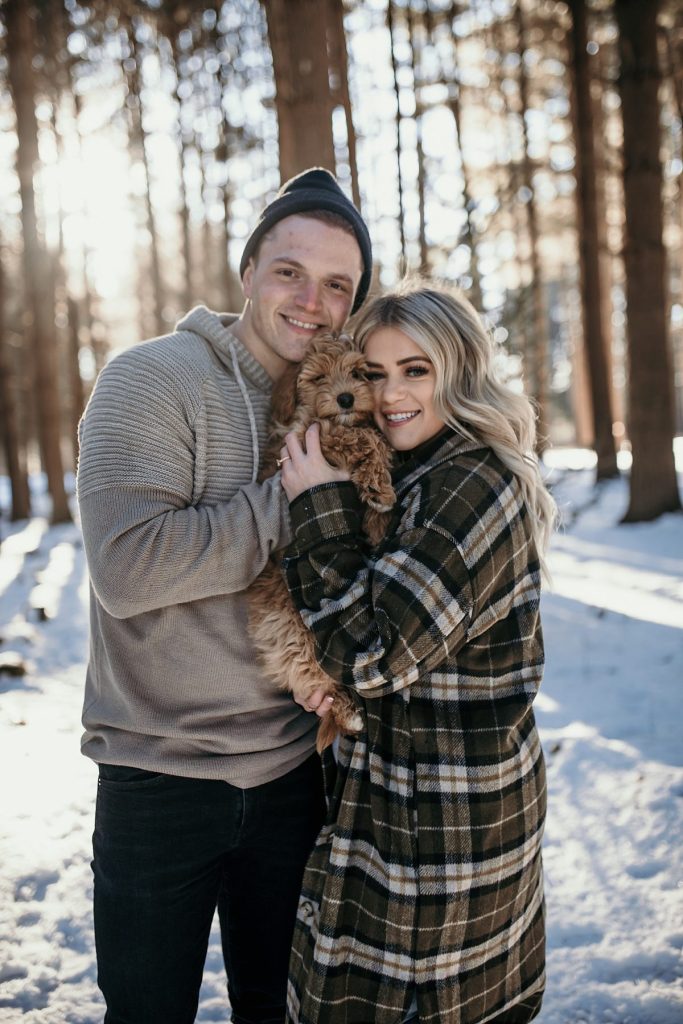 Wintery Engagement Shoot At Getaway House With Couple’s New Puppy | Burgh Brides | Iris Marie Photography