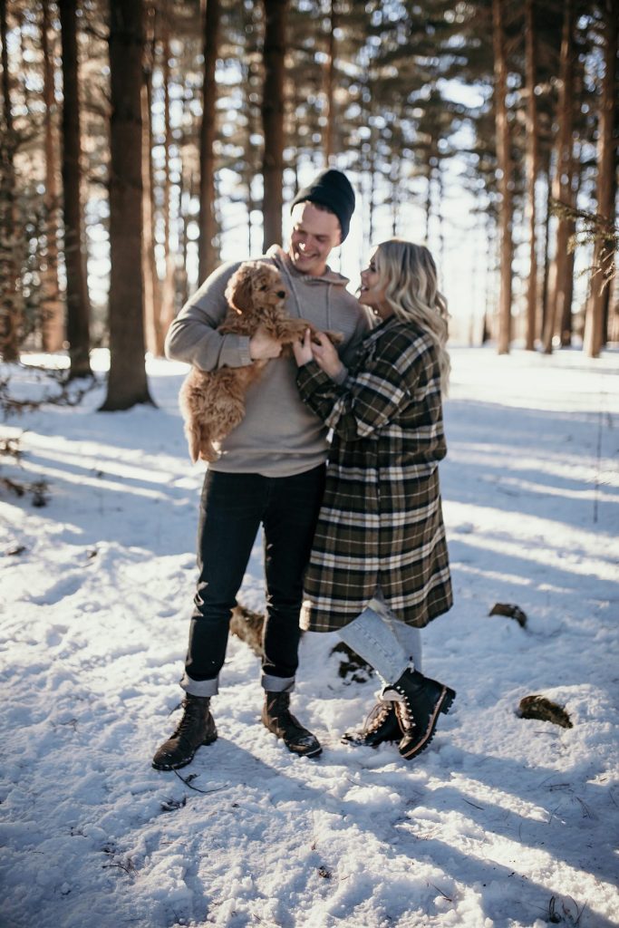 Wintery Engagement Shoot At Getaway House With Couple’s New Puppy | Burgh Brides | Iris Marie Photography